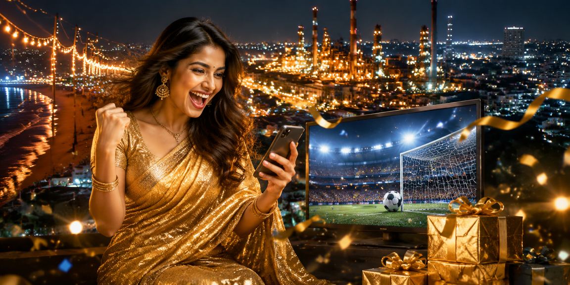 A woman in a saree using a casino app for match analysis in Cox's Bazar