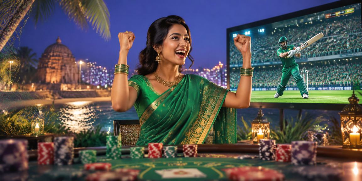 A saree-clad woman in Cumilla happily places cricket bets on her mobile